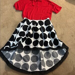 Black and White Polka Dot High-Low Skirt